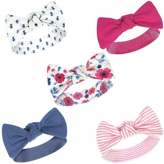Touched by Nature Baby Girl Organic Cotton Headbands 5pk, Garden Floral, 0-24 Months