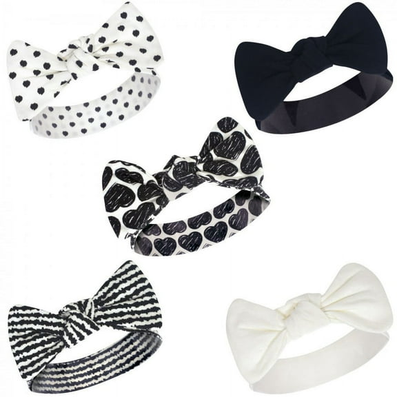 Touched by Nature Baby Girl Organic Cotton Headbands 5pk, Heart, 0-24 Months