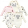 thumbnail image 1 of Touched by Nature Baby Girl Organic Cotton Long-Sleeve Bodysuits 5pk, Pink Elephant, Preemie, 1 of 6