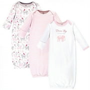 Touched by Nature Baby Girl Organic Cotton Long-Sleeve Gowns 3pk, Elephant, Preemie