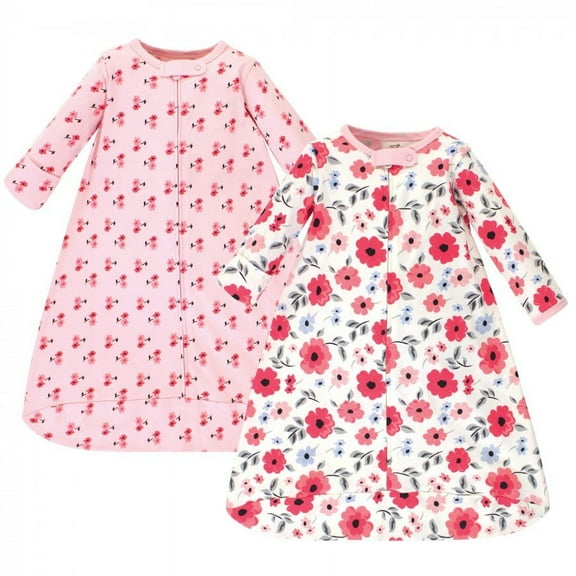 Touched by Nature Baby Girl Organic Cotton Long-Sleeve Wearable Sleeping Bag, Sack, Blanket, Coral Garden, 3-9 Months