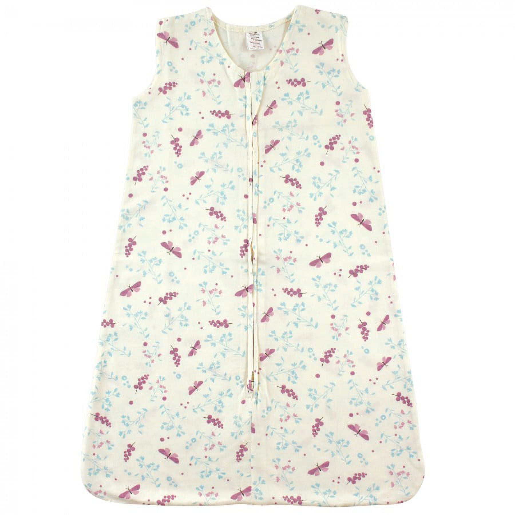 Touched by Nature Baby Girl Organic Cotton Sleeveless Wearable Sleeping Bag, Sack, Blanket, Botanical Flutter, 12-18 Months