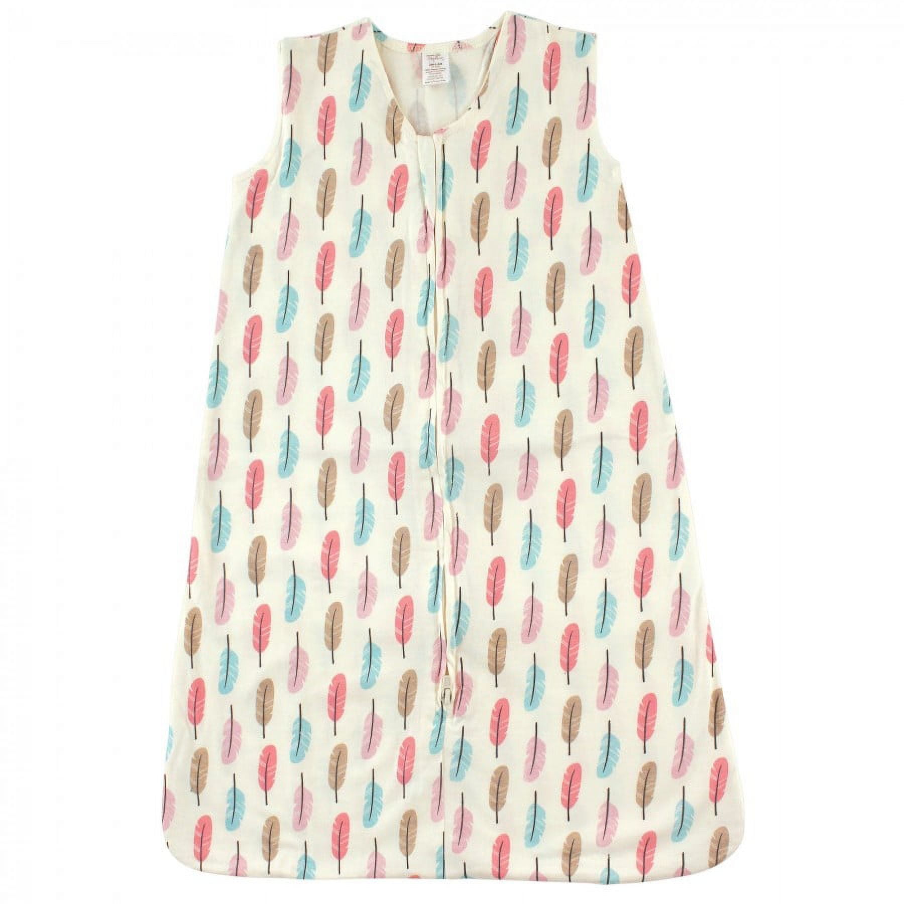 Touched by Nature Baby Girl Organic Cotton Sleeveless Wearable Sleeping Bag, Sack, Blanket, Feathers, 0-6 Months