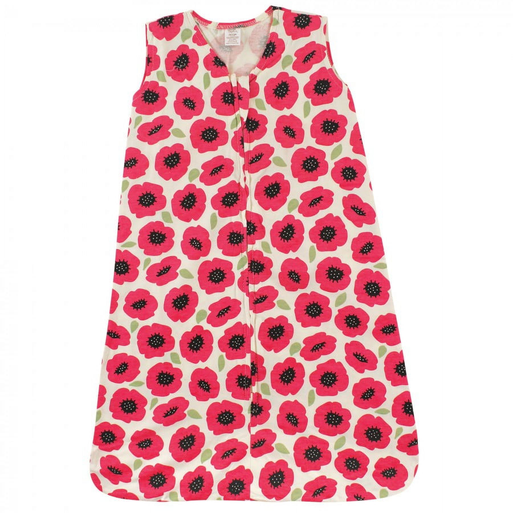 Touched by Nature Baby Girl Organic Cotton Sleeveless Wearable Sleeping Bag, Sack, Blanket, Poppy, 6-12 Months