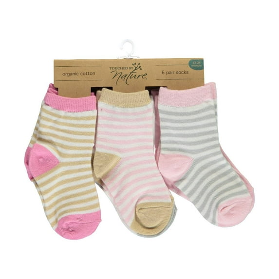 Touched by Nature Baby Girl Organic Cotton Socks, Girl Stripes, 0-6 Months