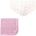 thumbnail image 1 of Touched by Nature Baby Girls' Organic Cotton Fitted Crib Sheet and Cotton Swaddle Blanket, Choose Your Color, 1 of 1