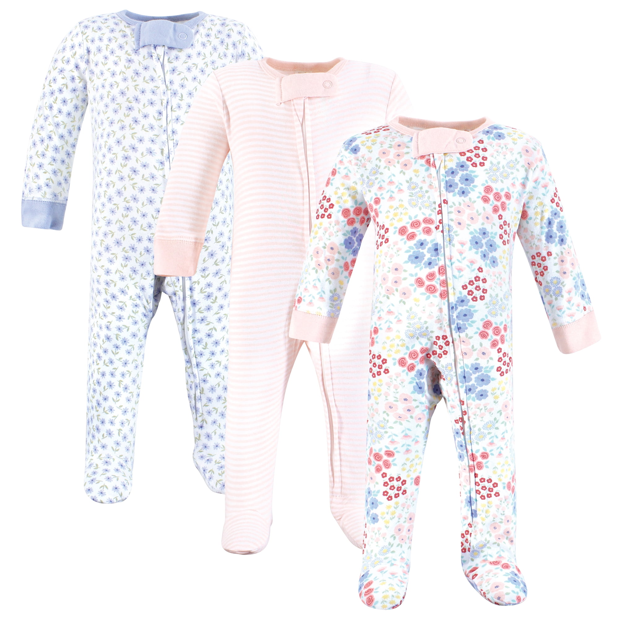 Touched by Nature Baby Girls Organic Cotton Sleep and Play, Flower Market, Newborn