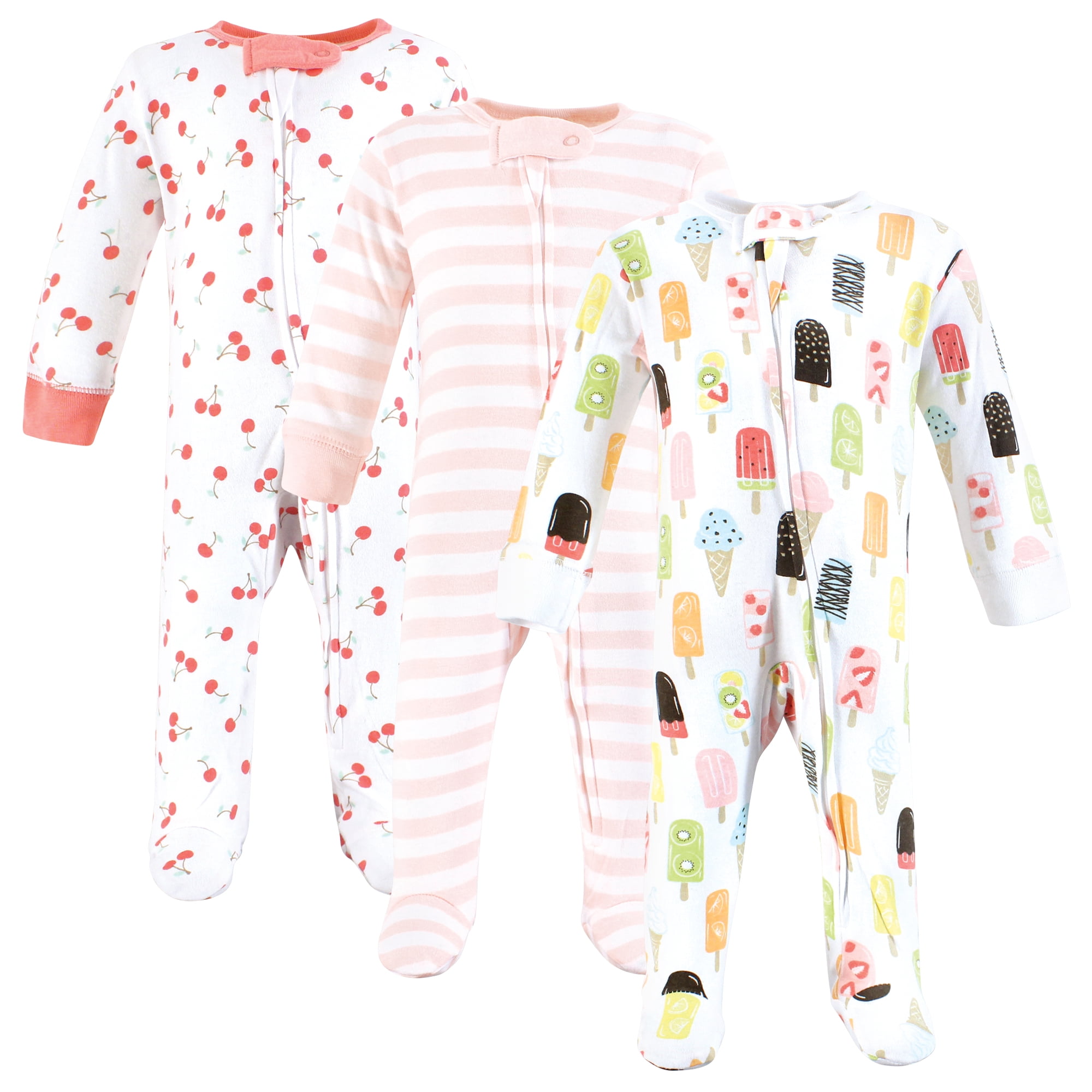 Touched by Nature Baby Girls Organic Cotton Sleep and Play, Popsicle, 6-9 Months