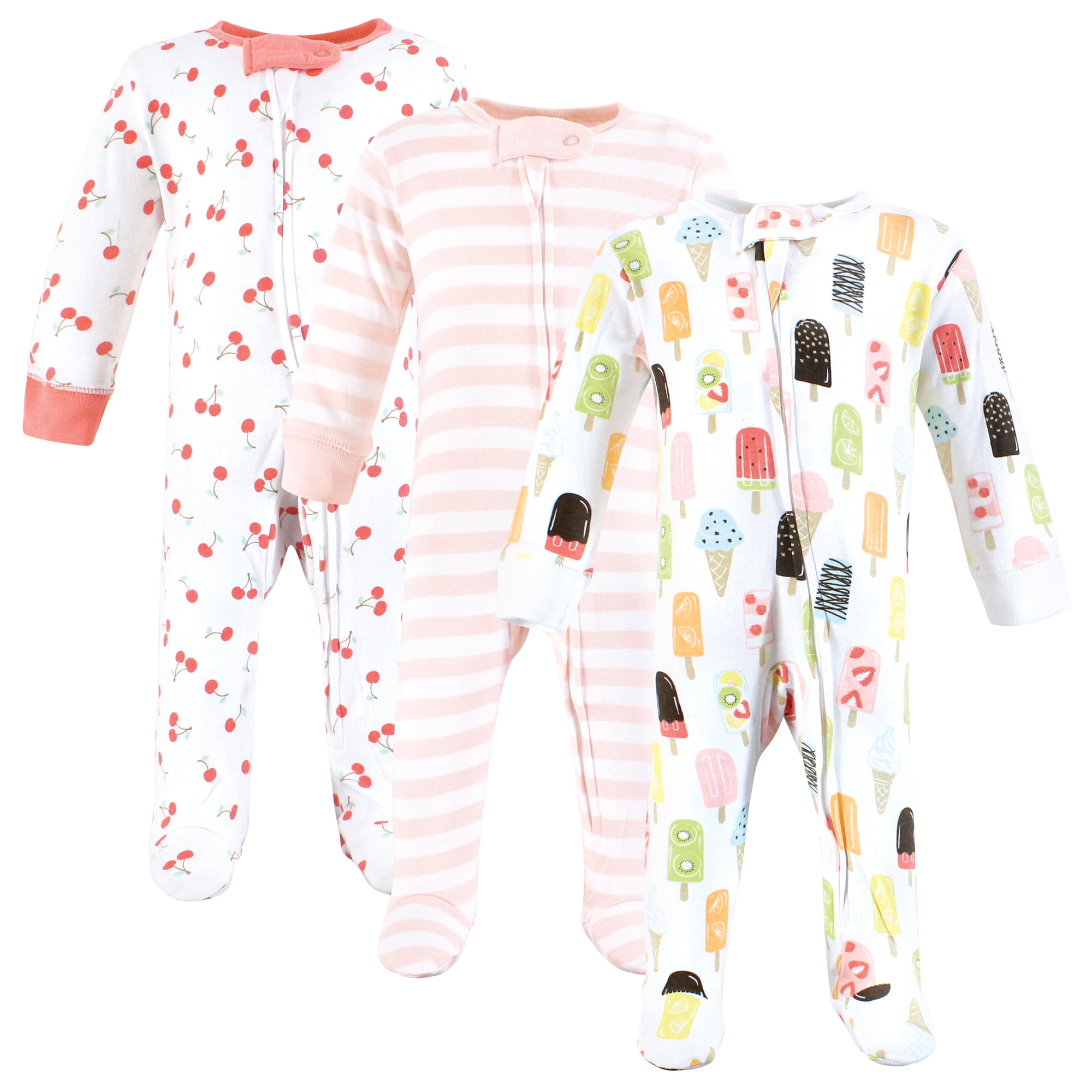 Touched by Nature Baby Girls Organic Cotton Sleep and Play, Popsicle, Newborn