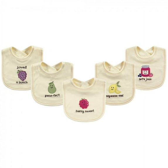 Touched by Nature Baby Organic Cotton Bibs 5pk, Berry, One Size