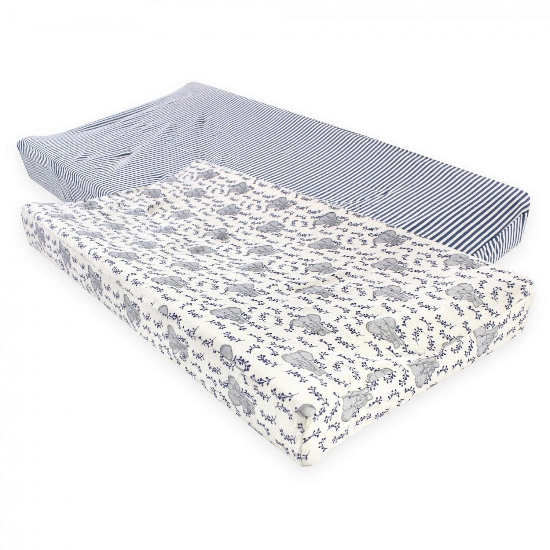 Touched by Nature Baby Organic Cotton Changing Pad Cover, Blue Elephant, One Size