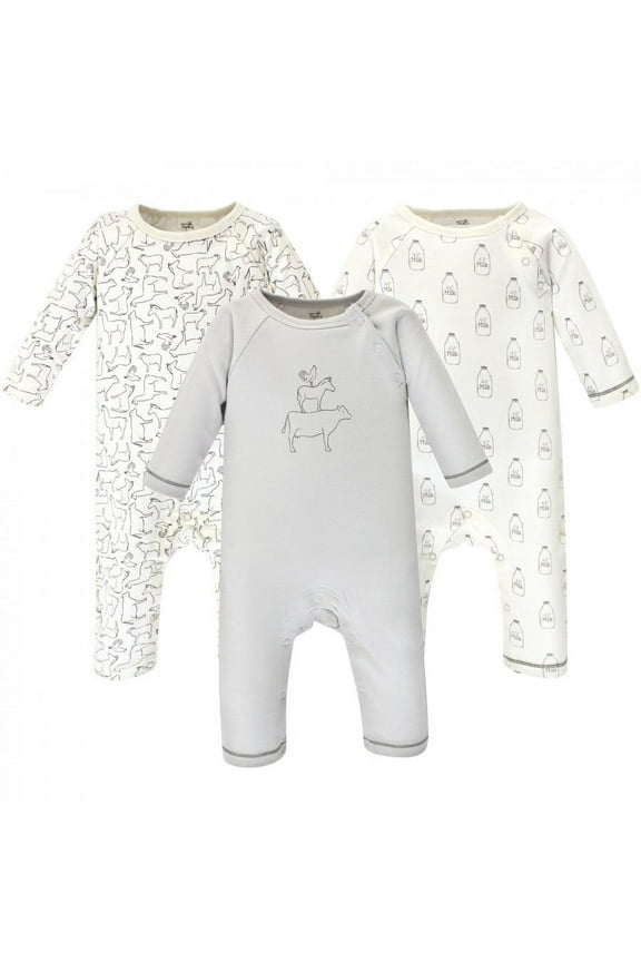 Baby Organic Cotton Coveralls 3pk, Farm Friends, 0-3 Months