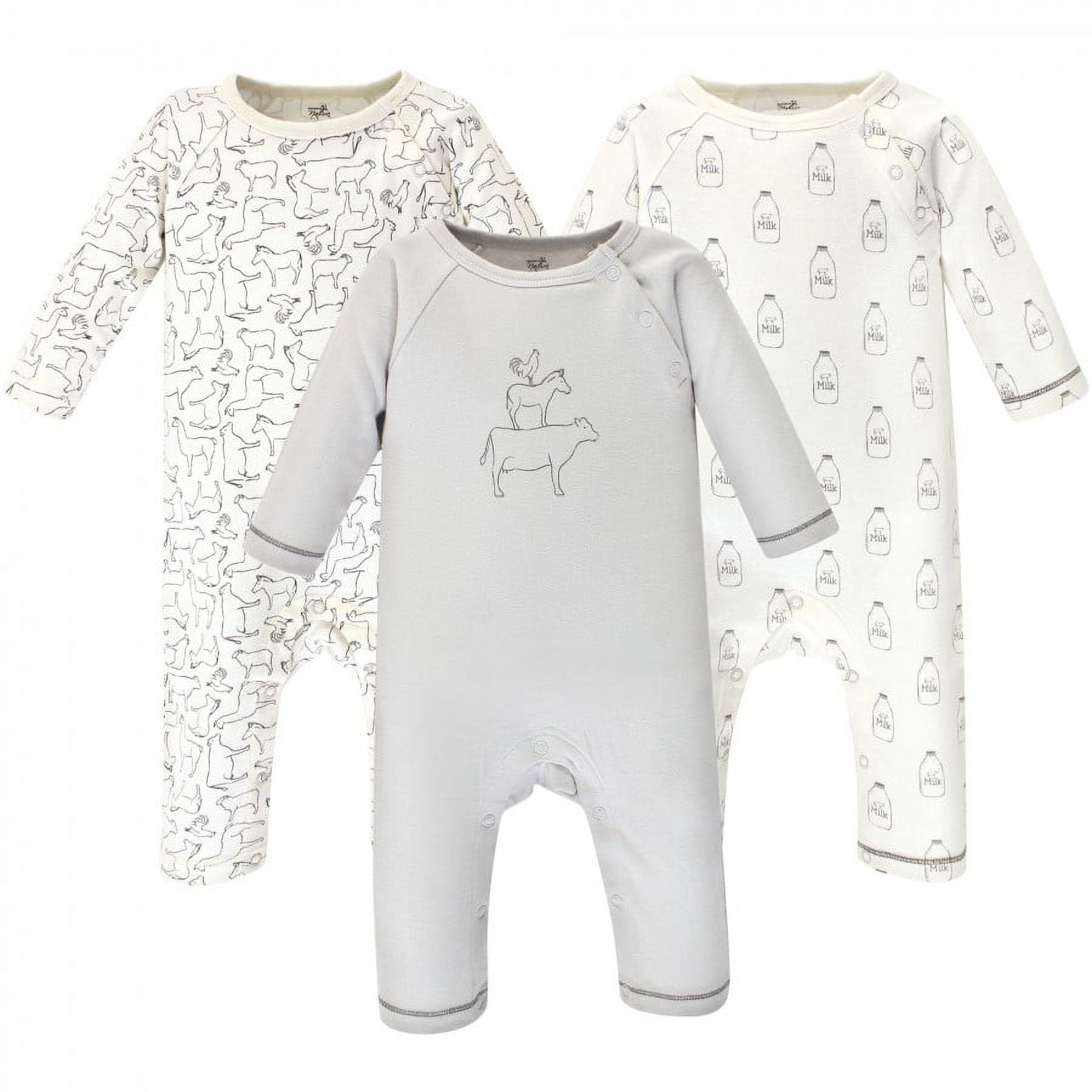 Touched by Nature Baby Organic Cotton Coveralls 3pk, Farm Friends, 3-6 Months