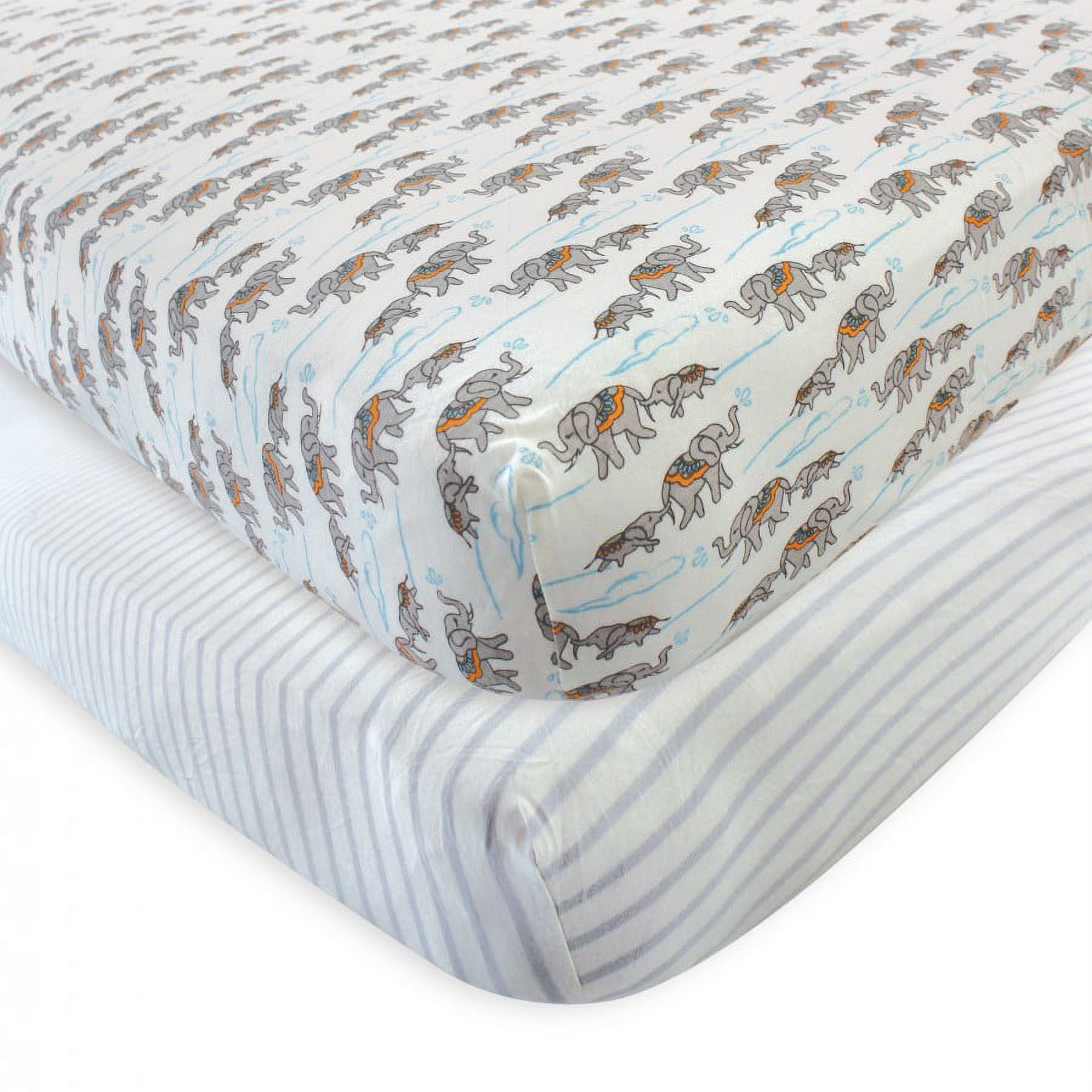 Touched by Nature Unisex Baby and Toddler Organic Cotton Crib Sheet, Elephant, One Size