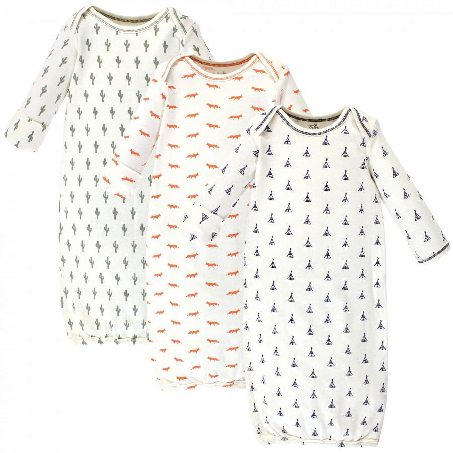 Touched by Nature Baby Organic Cotton Long Sleeve Gowns 3pk