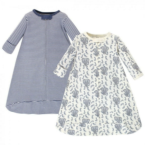 Touched by Nature Baby Organic Cotton Long-Sleeve Wearable Sleeping Bag, Sack, Blanket, Elephant, 3-9 Months