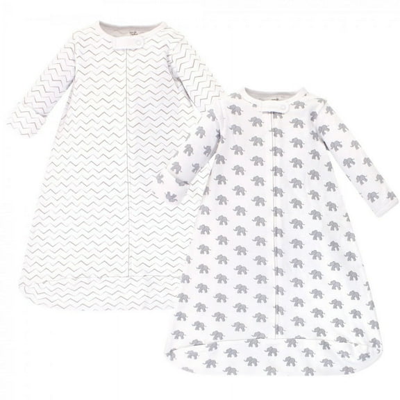 Touched by Nature Baby Organic Cotton Long-Sleeve Wearable Sleeping Bag, Sack, Blanket, Marching Elephant, 3-9 Months