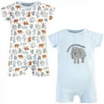 thumbnail image 1 of Touched by Nature Baby Organic Cotton Rompers 2pk, Endangered Elephant, 6-9 Months, 1 of 4