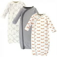 thumbnail image 1 of Touched by Nature Baby Organic Cotton Side-Closure Snap Long-Sleeve Gowns 3pk, Fox, 0-6 Months, 1 of 4