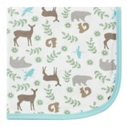 Touched by Nature Baby Boy Organic Cotton Swaddle, Receiving and Multi-purpose Blanket, Blue Elephant, One Size