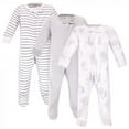 thumbnail image 1 of Touched by Nature Baby Organic Cotton Zipper Sleep and Play 3pk, Gray Woodland, 3-6 Months, 1 of 4