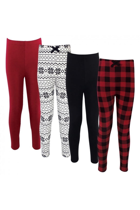 Baby, Toddler, Big Kids and Youth Girl Organic Cotton Leggings 4pk, Buffalo Plaid, 18-24 Months