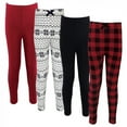 thumbnail image 1 of Touched by Nature Baby, Toddler, Big Kids and Youth Girl Organic Cotton Leggings 4pk, Buffalo Plaid, 3 Toddler, 1 of 5