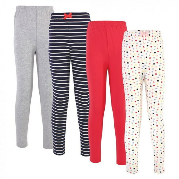 Touched by Nature Baby, Toddler, Big Kids and Youth Girl Organic Cotton Leggings 4pk, Colorful Dot, 3 Toddler