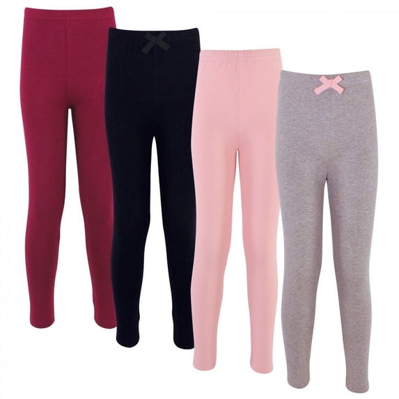 Touched by Nature Baby, Toddler, Big Kids and Youth Girl Organic Cotton Leggings 4pk, Solid Pink Burgundy, 18-24 Months