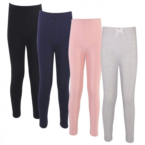 Touched by Nature Baby, Toddler, Big Kids and Youth Girl Organic Cotton Leggings 4pk, Solid Pink Navy, 3 Toddler