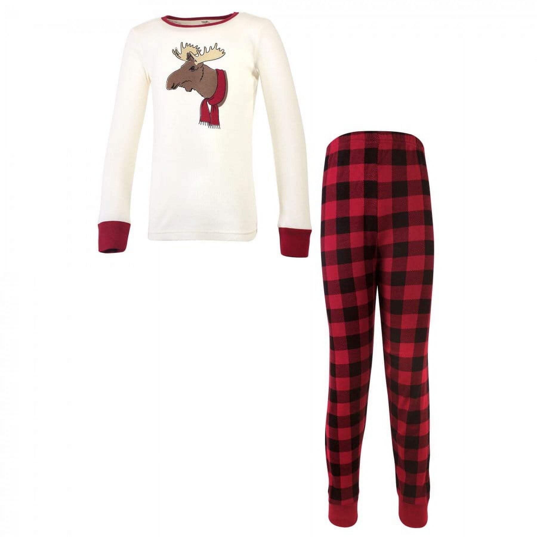 Touched by Nature Baby, Toddler and Kids Unisex Holiday Pajamas, Kids Moose, 3T
