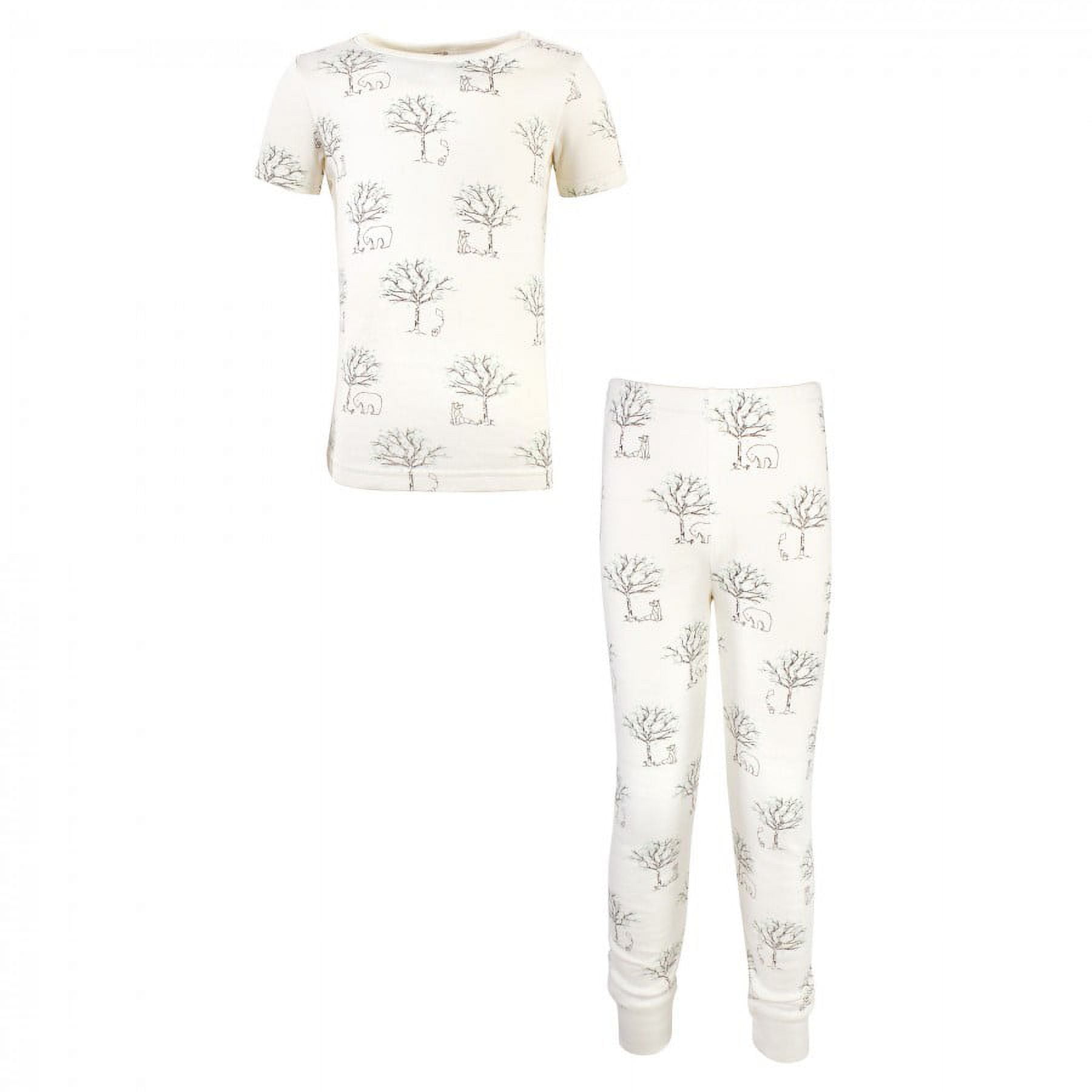 Touched by Nature Baby, Toddler and Kids Unisex Organic Cotton Tight-Fit Pajama Set, Birch Trees, 3 Toddler