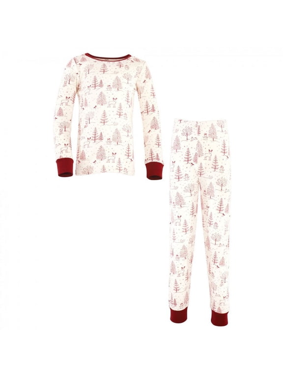 Baby, Toddler and Kids Unisex Organic Cotton Tight-Fit Pajama Set, Winter Woodland, 6 Years