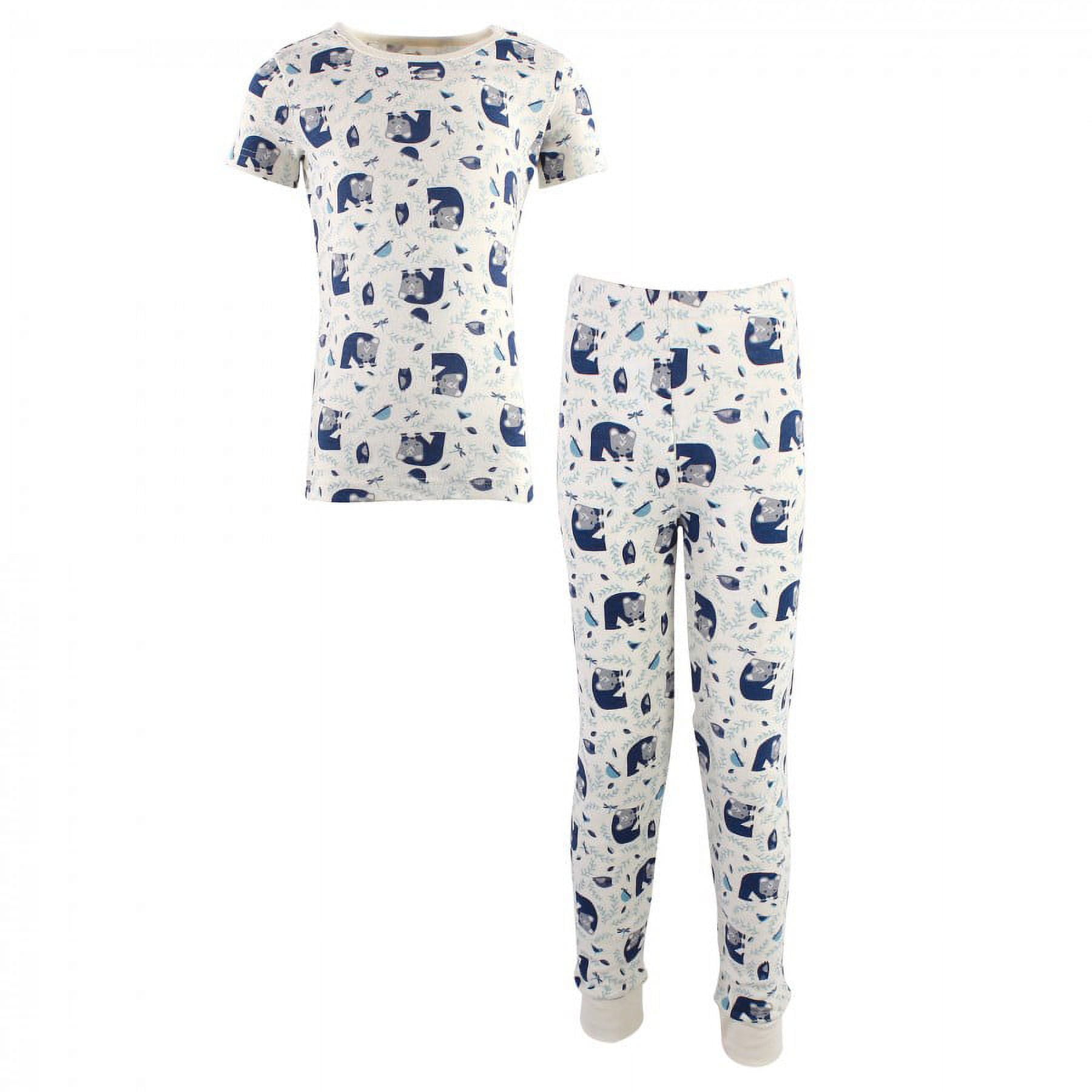 Touched by Nature Baby, Toddler and Kids Unisex Organic Cotton Tight-Fit Pajama Set, Woodland, 3 Toddler