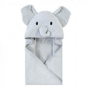 Touched by Nature Baby Unisex Organic Cotton Animal Face Hooded Towels, Gray Elephant, One Size