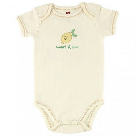 Touched by Nature Baby Unisex Organic Cotton Bodysuits, Lemon, 3-6 Months