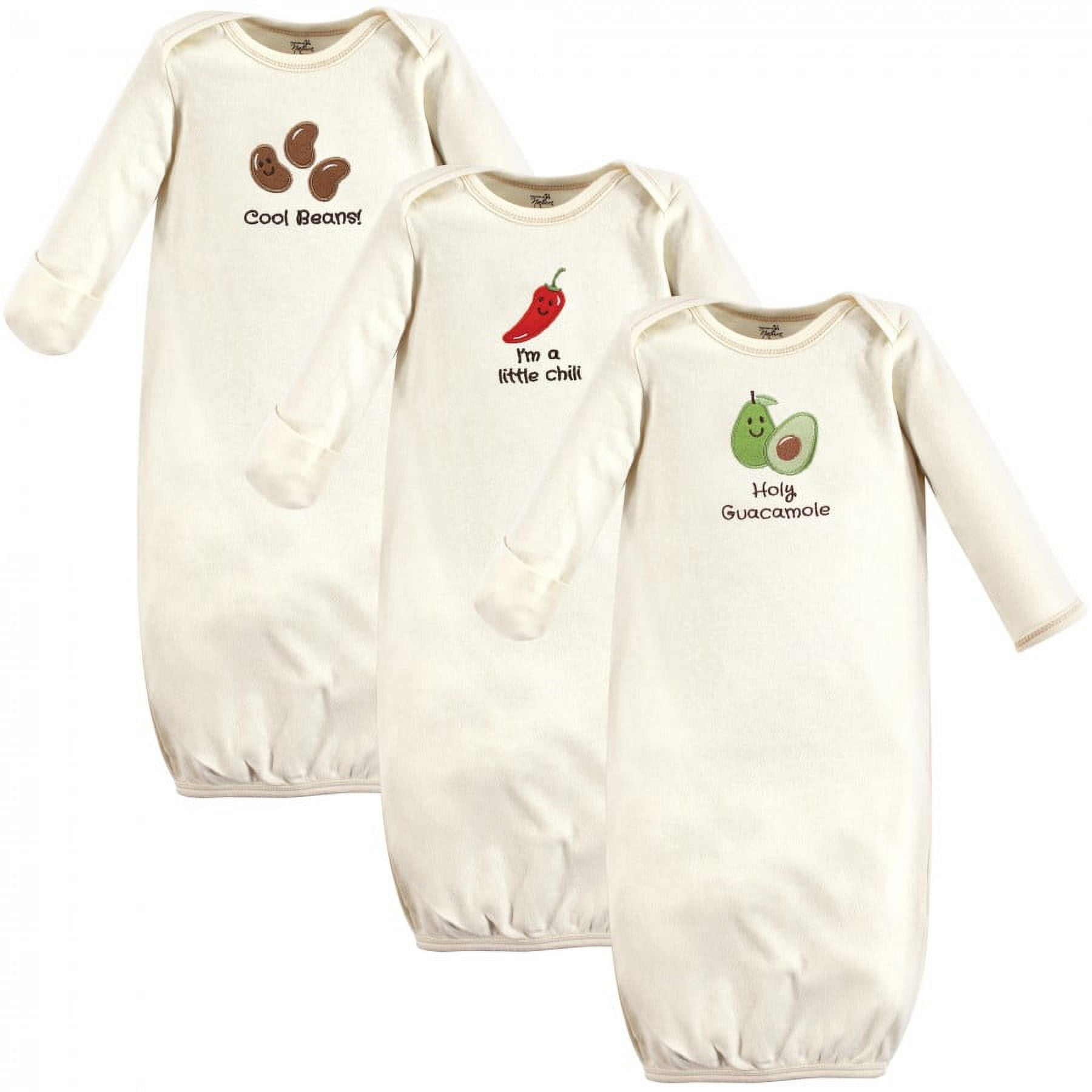 Touched by Nature Baby Unisex Organic Cotton Gowns, Guacamole, Preemie/Newborn