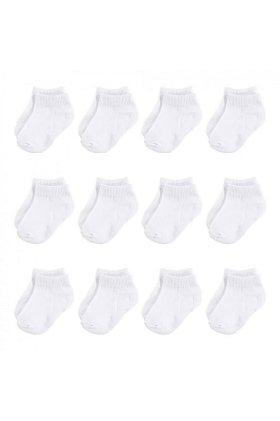 Baby Unisex Organic Cotton Socks, White No Show, 0-6 Months