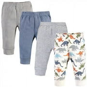 Touched by Nature Baby and Toddler Boy Organic Cotton Pants 4pk, Bold Dinosaurs, 0-3 Months