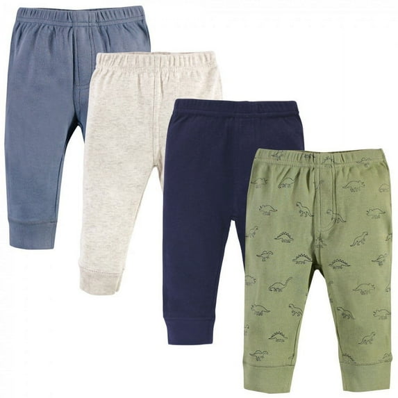 Touched by Nature Baby and Toddler Boy Organic Cotton Pants 4pk, Dino, 5 Toddler