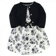 thumbnail image 1 of Touched by Nature Baby and Toddler Girl Organic Cotton Dress and Cardigan 2pc Set, Black Floral, 18-24 Months, 1 of 4