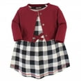 thumbnail image 1 of Touched by Nature Baby and Toddler Girl Organic Cotton Dress and Cardigan 2pc Set, Black Plaid, 4 Toddler, 1 of 4