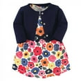 thumbnail image 1 of Touched by Nature Baby and Toddler Girl Organic Cotton Dress and Cardigan 2pc Set, Bright Flower, 5 Toddler, 1 of 4