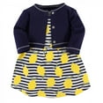 thumbnail image 1 of Touched by Nature Baby and Toddler Girl Organic Cotton Dress and Cardigan 2pc Set, Lemons, 3-6 Months, 1 of 4