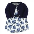 thumbnail image 1 of Touched by Nature Baby and Toddler Girl Organic Cotton Dress and Cardigan 2pc Set, Navy Floral, 12-18 Months, 1 of 4