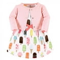 thumbnail image 1 of Touched by Nature Baby and Toddler Girl Organic Cotton Dress and Cardigan, Popsicle, 2 Toddler, 1 of 5