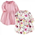 thumbnail image 1 of Touched by Nature Baby and Toddler Girl Organic Cotton Long-Sleeve Dresses 2pk, Botanical, 4 Toddler, 1 of 1