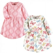 Touched by Nature Baby and Toddler Girl Organic Cotton Long-Sleeve Dresses 2pk, Butterflies, 0-3 Months