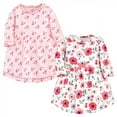 thumbnail image 1 of Touched by Nature Baby and Toddler Girl Organic Cotton Long-Sleeve Dresses 2pk, Coral Garden, 12-18 Months, 1 of 3