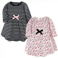 thumbnail image 1 of Touched by Nature Baby and Toddler Girl Organic Cotton Long-Sleeve Dresses 2pk, Ditsy Floral, 9-12 Months, 1 of 3